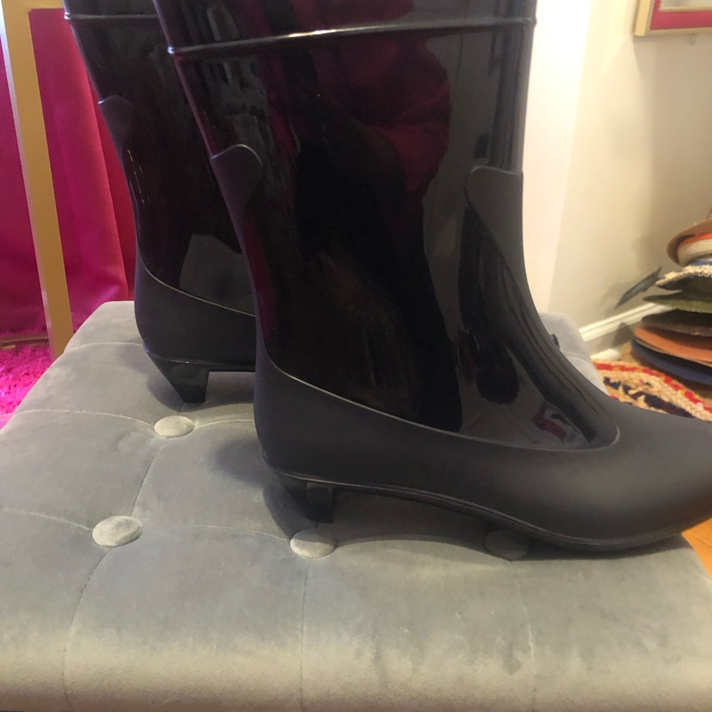 New Jeffrey Campbell Shiny Blue Rain Boots - Picture 4 of 11